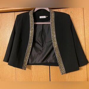 Calvin Klein Black Open Career Blazer Jacket Studded Embellished Size Medium